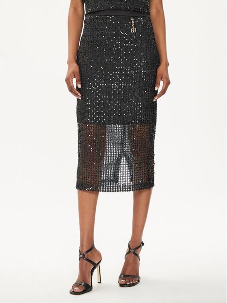 Fracomina Spódnica midi FQ24SG2001W707N6 Czarny Regular Fit. Czarne spódnice damskie Fracomina, bez wzorów, z syntetyku, midi. Za 319.99 zł.