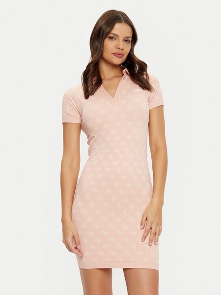 Guess Sukienka dzianinowa V5RK02 Z3LF0 Różowy Regular Fit. Czerwone sukienki damskie Guess, l, z aplikacjami, z dzianiny, bez kołnierzyka, bez ramiączek. Za 199.99 zł.