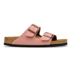 BIRKENSTOCK Arizona BFBC Pink Clay Klapki damskie. Czerwone klapki damskie Birkenstock, na lato, bez wzorów, z jeansu, klasyczne, bez obcasa, bez zapięcia. Za 379.99 zł.