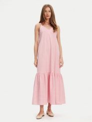 United Colors Of Benetton Sukienka letnia 4SZRDV0B8 Różowy Relaxed Fit. Czerwone sukienki damskie United Colors Of Benetton, na lato, xs, bez wzorów, z bawełny, bez kołnierzyka, bez ramiączek. Za 209.99 zł.