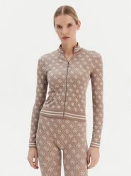 Guess Bluza V5BP08 K2000 Brązowy Slim Fit. Brązowe bluzy damskie Guess, l, z aplikacjami, z syntetyku, bez ramiączek, bez kaptura. Za 239.99 zł.