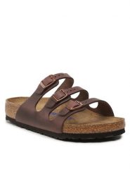 Birkenstock Klapki Florida 53901 Brązowy. Brązowe klapki damskie Birkenstock, bez wzorów, ze skóry, bez obcasa, bez zapięcia. Za 599.99 zł.