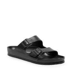 Klapki Birkenstock. Czarne klapki męskie Birkenstock, bez wzorów, bez zapięcia. Za 249.99 zł.