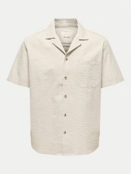 Only & Sons Koszula Eye Resort 22030342 Beżowy Relaxed Fit. Brązowe koszule męskie Only & Sons, l, bez wzorów, z bawełny, bez kołnierzyka, bez ramiączek. Za 109.99 zł.