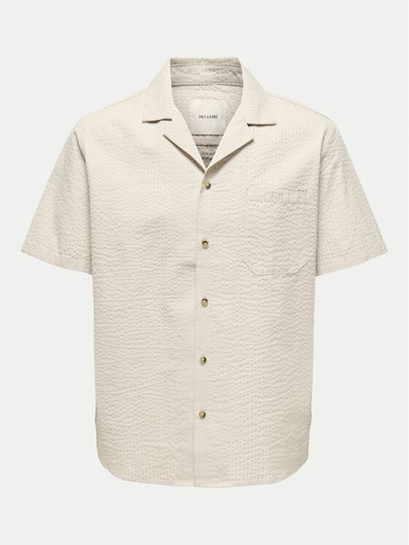 Only & Sons Koszula Eye Resort 22030342 Beżowy Relaxed Fit. Brązowe koszule męskie Only & Sons, m, bez wzorów, z bawełny, bez kołnierzyka, bez ramiączek. Za 79.99 zł.