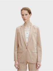 Tom Tailor Marynarka 1032858 Beżowy Regular Fit. Brązowe marynarki i żakiety damskie Tom Tailor, bez wzorów, z wiskozy, bez kołnierzyka, bez ramiączek. Za 449.99 zł.