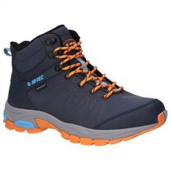 Buty trekkingowe męskie Hi-Tec Raven Mid Wp. Niebieskie buty zimowe męskie Hi-tec, bez wzorów, z materiału, bez obcasa, bez zapięcia. Za 529.99 zł.