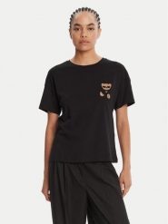 Liu Jo T-Shirt MF5416 JS923 Czarny Regular Fit. Czarne t-shirty damskie Liu Jo, s, bez wzorów, z bawełny, bez kołnierzyka, bez ramiączek. Za 219.99 zł.
