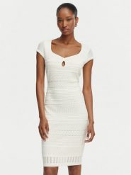 Guess Sukienka dzianinowa W6GK21 Z0603 Biały Regular Fit. Białe sukienki damskie Guess, xl, z aplikacjami, z dzianiny, bez kołnierzyka, bez ramiączek. Za 614.99 zł.