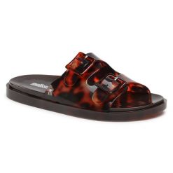 Klapki Melissa. Brązowe klapki damskie Melissa, bez wzorów, bez obcasa, bez zapięcia. Za 329.99 zł.
