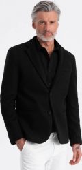 Ombre Marynarka męska casual z ozdobnymi guzikami na mankietach - czarna V3 OM-BLZB-0118 XXL. Czarne garnitury męskie Ombre, m, bez wzorów, casualowe. Za 299.99 zł.