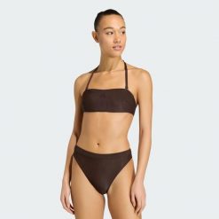 Prążkowany top od bikini z wkładkami bandeau Iconisea. Brązowe stroje kąpielowe damskie Adidas, bez wzorów, z elastanu. Za 179.00 zł.