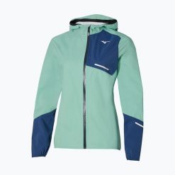 Kurtka do biegania damska Mizuno Waterproof 20K ER. Zielone kurtki sportowe damskie Mizuno, bez wzorów, bez ramiączek, bez kaptura, do biegania. Za 459.99 zł.