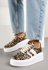 Panterkowe Sneakersy Typu Kultowe Tenisówki na Platformie Redoreve. Trampki i tenisówki damskie Renee, bez wzorów, z jeansu, bez zapięcia. Za 74.99 zł.