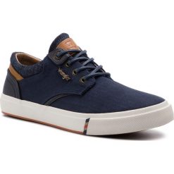 Tenisówki WRANGLER - Icon Low WM91123A Navy 016. Niebieskie trampki męskie Wrangler, bez wzorów, z gumy, bez zapięcia. W wyprzedaży za 169.00 zł.