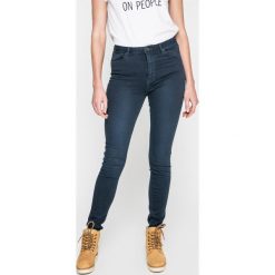 Answear - Spodnie. Niebieskie spodnie materiałowe damskie ANSWEAR, bez wzorów, z bawełny, casualowe. W wyprzedaży za 49.90 zł.