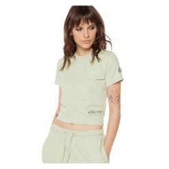 Koszulka sportowa damska Ellesse Dropped Crop. Zielone koszulki sportowe damskie Ellesse, m, bez wzorów, z bawełny, bez ramiączek, na jogę i pilates. Za 71.00 zł.