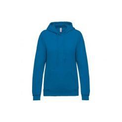 Bluza damska z kapturem Kariban. Niebieskie bluzy damskie KARIBAN, xl, bez wzorów, z bawełny, sportowe, bez ramiączek, z kapturem. Za 144.00 zł.
