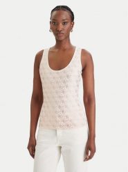 Guess Top W6GP10 K2932 Beżowy Regular Fit. Brązowe topy damskie Guess, xxl, z aplikacjami, z bawełny, bez kołnierzyka, bez ramiączek. Za 249.99 zł.