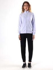 Bluza z bawełna z zamek błyskawiczny na trening. Fioletowe bluzy damskie LEONE 1947 APPAREL, s, bez wzorów, z bawełny, bez ramiączek, bez kaptura. Za 210.46 zł.