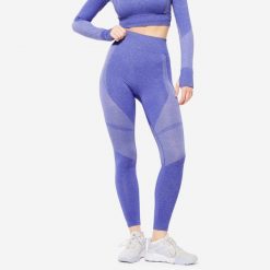 Legginsy fitness damskie Domyos FTI 900. Niebieskie legginsy damskie DOMYOS, bez wzorów, z elastanu. W wyprzedaży za 79.99 zł.
