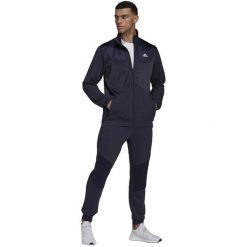 Dres męski adidas Satin French Terry Track Suit. Niebieskie komplety dresowe męskie Adidas, m, bez wzorów, z dresówki. Za 303.99 zł.
