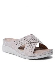Clara Barson Klapki WS8054-02 Beżowy. Brązowe klapki damskie Clara Barson, bez wzorów, ze skóry, bez obcasa, bez zapięcia. Za 89.99 zł.
