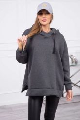 Bluza ocieplana z suwakiem na boku grafitowa. Szare bluzy damskie KESI, l, bez wzorów, z bawełny, bez ramiączek, bez kaptura. Za 250.94 zł.