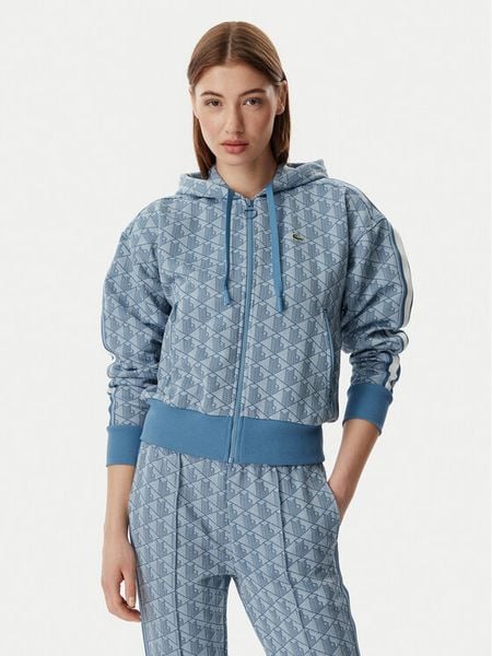 Lacoste Bluza SF7606 Niebieski Regular Fit. Niebieskie bluzy damskie Lacoste, bez wzorów, z bawełny, bez ramiączek, bez kaptura. Za 521.99 zł.