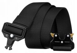 Długi, parciany pasek z klamrą QR czarny [DH] BLBELT. Czarne paski męskie Inny, z jeansu. Za 29.99 zł.