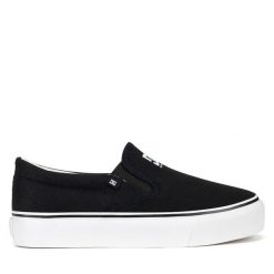 Tenisówki DC Shoes. Czarne trampki i tenisówki damskie DC Shoes, bez wzorów, bez zapięcia. Za 159.99 zł.