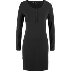Sukienka shirtowa z plisą guzikową bonprix czarny. Czarne sukienki damskie bonprix, bez wzorów, bez kołnierzyka, bez ramiączek, plisowane. Za 37.99 zł.