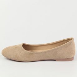Beżowe zamszowe baleriny damskie Evento 1031. Brązowe balerinki damskie eVento, bez wzorów, z zamszu, bez obcasa, bez zapięcia. Za 89.00 zł.