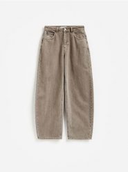 Jeansy barrel leg - brązowy. Brązowe jeansy damskie Reserved, bez wzorów, z bawełny. Za 129.99 zł.
