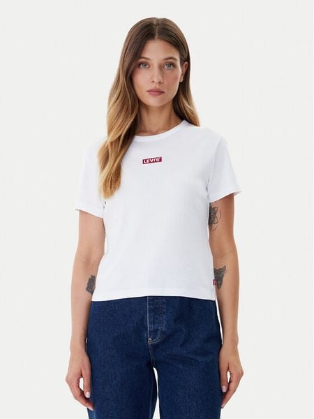 Levi's® T-Shirt Rickie 001Z9-0007 Biały Slim Fit. Białe t-shirty damskie m, bez wzorów, z bawełny, bez kołnierzyka, bez ramiączek. Za 89.99 zł.