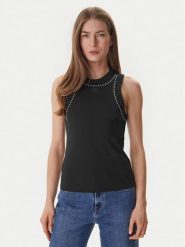 DKNY Top DJ5T1694 Czarny Slim Fit. Czarne topy damskie DKNY, xl, bez wzorów, z bawełny, bez kołnierzyka, bez ramiączek. Za 259.99 zł.