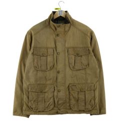 Second life - Parka męska Barbour New Utility Wax - Stan dobry. Brązowe parki męskie Barbour, l, bez wzorów, z tkaniny, eleganckie, bez kołnierzyka, bez kaptura. Za 383.36 zł.