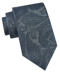 Klasyczny Krawat Męski - Chattier - Granat z Grafitem, Duże Paisley. Niebieskie krawaty i muchy Chattier, bez wzorów, z tkaniny, eleganckie. Za 49.00 zł.