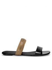 Badura Klapki GINO-01W3-014 Czarny. Czarne klapki damskie Badura, bez wzorów, z lakierowanej skóry, bez obcasa, bez zapięcia. Za 179.99 zł.