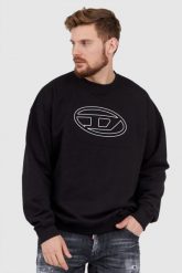 DIESEL Czarna bluza męska z wytłaczanym logo. Czarne bluzy męskie Diesel, l, bez wzorów, prążkowane, bez ramiączek, bez kaptura. W wyprzedaży za 459.99 zł.