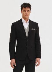 PAKO LORENTE - Czarna marynarka męska. Czarne garnitury męskie Pako Lorente, na wiosnę, m, bez wzorów, z elastanu, casualowe. Za 449.99 zł.