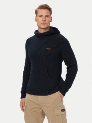Aeronautica Militare Sweter 262MA1665UL00409 Granatowy Regular Fit. Niebieskie swetry męskie Aeronautica Militare, l, bez wzorów, z bawełny, bez kołnierzyka, bez ramiączek. Za 749.99 zł.