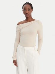 Guess Bluzka W6RP15 KD012 Beżowy Slim Fit. Brązowe bluzki damskie Guess, l, z aplikacjami, z wiskozy, bez kołnierzyka, bez ramiączek. Za 269.99 zł.