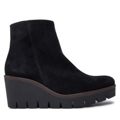 Botki Gabor. Czarne botki damskie Gabor, bez wzorów, bez obcasa, na koturnie, bez zapięcia. Za 659.99 zł.