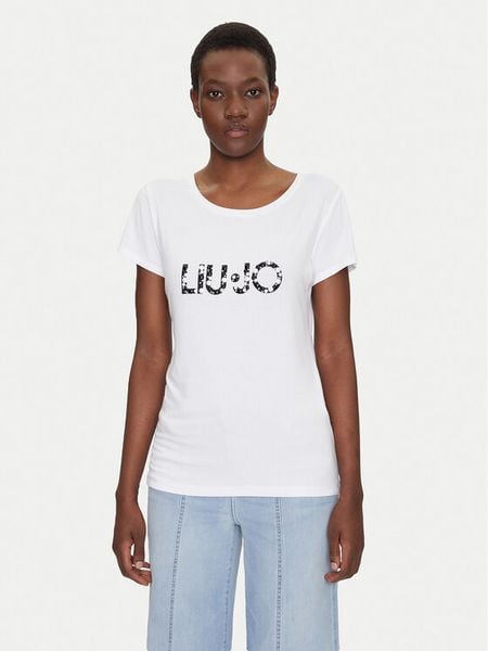 Liu Jo Beachwear T-Shirt VA5156 JS360 Biały Regular Fit. Białe t-shirty damskie Liu Jo Beachwear, l, bez wzorów, z wiskozy, bez kołnierzyka, bez ramiączek. Za 159.99 zł.