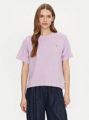 Guess Jeans T-Shirt W4YI05 K8HM0 Fioletowy Regular Fit. Fioletowe t-shirty damskie Guess Jeans, xs, z aplikacjami, z bawełny, bez kołnierzyka, bez ramiączek. Za 99.99 zł.