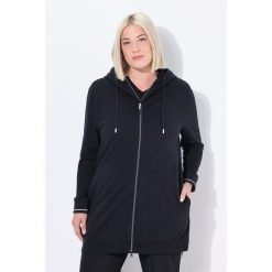 Damskie Bluza dresowa ozdobna lamówka oversize kaptur. Czarne bluzy damskie Ulla Popken, bez wzorów, z bawełny, bez ramiączek, bez kaptura. Za 239.99 zł.