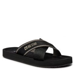 Klapki Big Star Shoes. Czarne klapki damskie BIG STAR SHOES, bez wzorów, retro, bez obcasa, bez zapięcia. Za 99.99 zł.