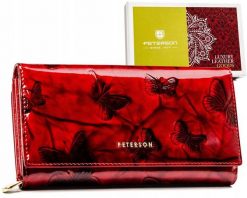 Portfel skórzany Peterson PTN 42100-BF czerwony. Czerwone portfele damskie Peterson, ze skóry. Za 129.99 zł.