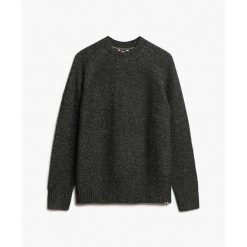 Gruby oversize sweter z rękawami raglanowymi damski Superdry. Czarne swetry nierozpinane damskie Superdry, na zimę, bez wzorów, bez kołnierzyka, bez ramiączek. Za 376.40 zł.